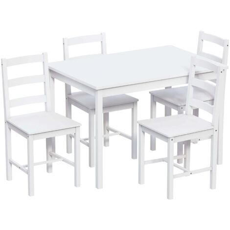 Yorkshire 4 Seater Wooden Dining Table Set Chairs Kitchen Room Furniture, White
