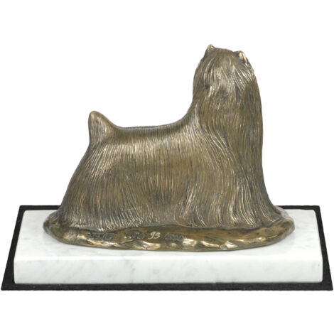 Yorkshire Terrier, York, York, Yorkie - estatuilla de perro, figura de mármol blanco, trofeo para una exposición de perros de Art-Dog