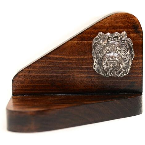 Yorkshire Terrier, York, York, Yorkie I - candelabro in legno con un cane, portacandele, memoriale del cane di Art-Dog