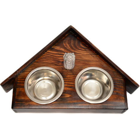 Yorkshire Terrier, York, York, Yorkie II - Holzständer mit Hundenäpfen, dekorative Hundenäpfe, Geschenk zur Adoption eines Hundes von Art-Dog