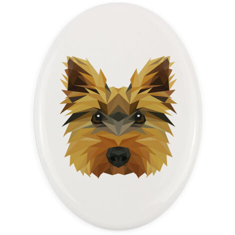 Yorkshire Terrier, York, York, Yorkie - un piatto con una foto e un'iscrizione geometrica di Art-Dog