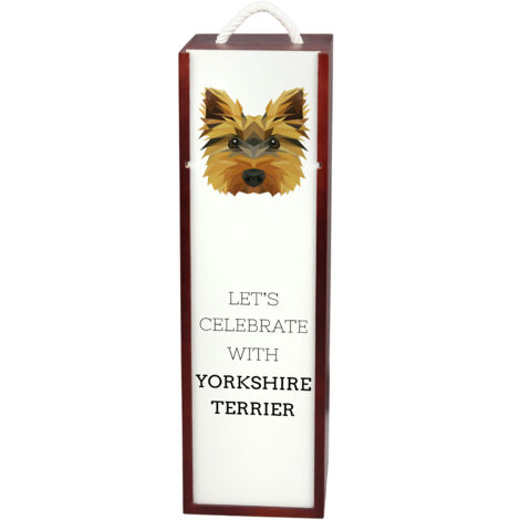 Yorkshire Terrier, York, Yorkie - canette géométrique avec photo et inscription pour vin par Art-Dog