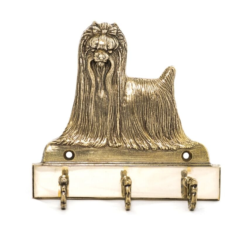 Yorkshire Terrier, York, Yorkie - porte-clés avec chien, support en laiton pour accessoires pour chien, décoration de couloir élégante par Art-Dog
