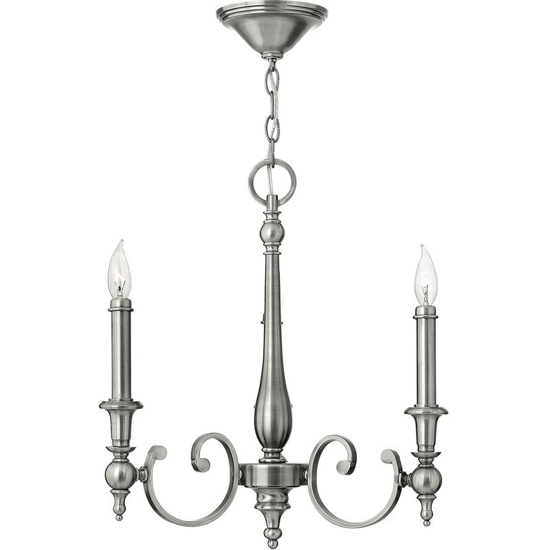 Yorktown - Chandelier 3 Light Antique Nickel Finish, E14 - Elstead