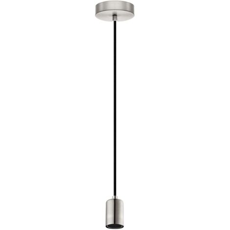 YORTH - SOSPENSIONE H200CM X DIAM.10CM 1X60W E27 ACCIAIO. NICKEL OPACO. CAVO NERO. IP20