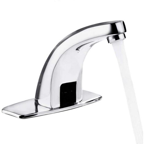 Yosoo Automatischer Infrarot-Sensor-Kaltes Wasserhahn mit Zinklegierung, intelligenter Berührungsloser Wasserhahn für Küche und Badezimmer 1 Chrome