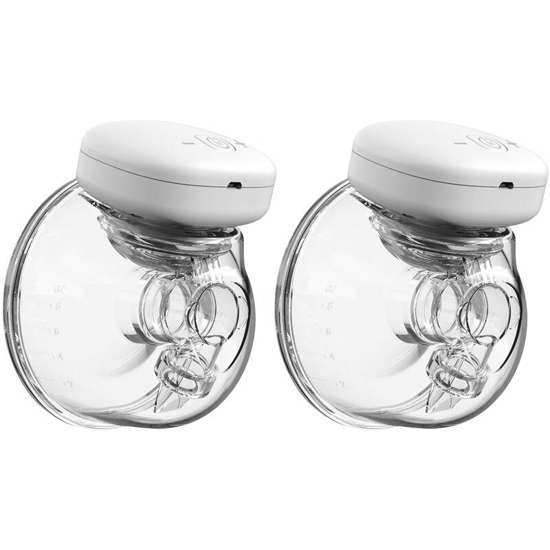 

2 juegos de extractor de leche portatil manos libres electrico individual portatil taza de pecho portatil 8 oz / 240 ml sin BPA 3 modos 9 niveles de