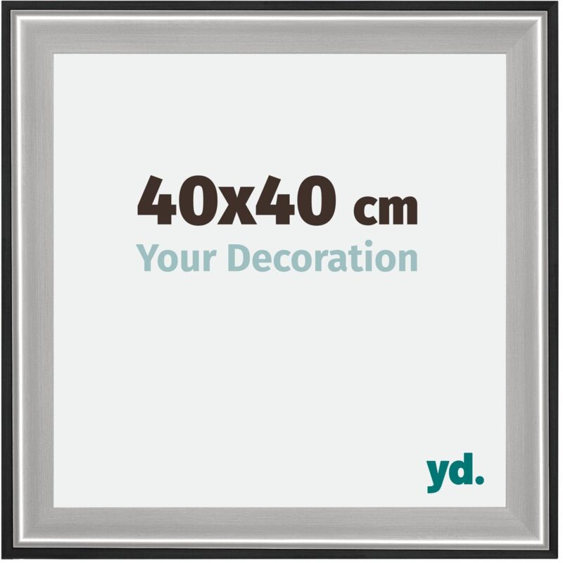 Yd. - Your Decoration - 40x40 cm - Cadres en Bois avec Verre acrylique - Anti-Reflet - Excellente Qualité - Noir Argent Poli - Cadre Decoration