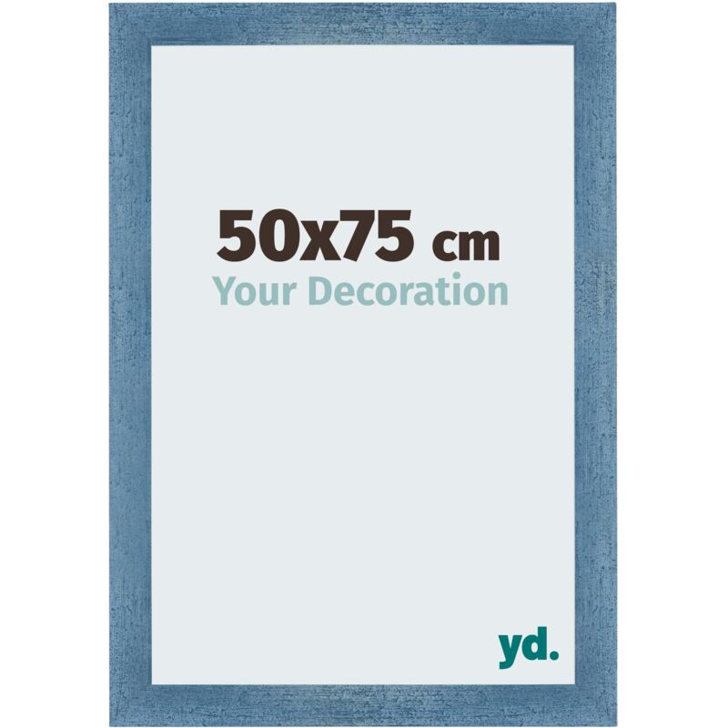 Your Decoration - 50x75 cm - Cadres Photo en MDF Avec Verre acrylique - Anti-Reflet - Excellente Qualité - Bleu Brillant Patiné - Cadre Decoration