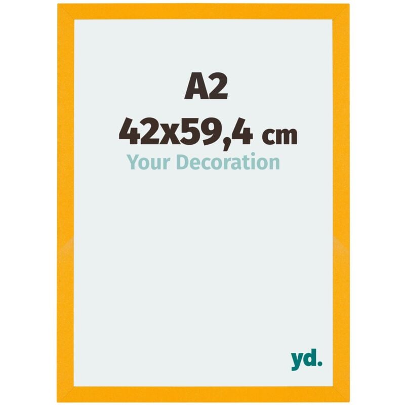 Yd. - Your Decoration - A2 42x59.4 cm - Cadres Photo en mdf Avec Verre acrylique - Anti-Reflet - Excellente Qualité - Jaune - Cadre Decoration Murale