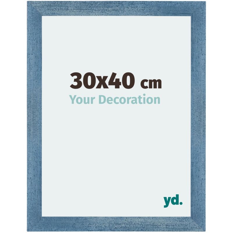 Your Decoration - 30x40 cm - Cadres Photo en MDF Avec Verre acrylique - Anti-Reflet - Excellente Qualité - Bleu Brillant Patiné - Cadre Decoration