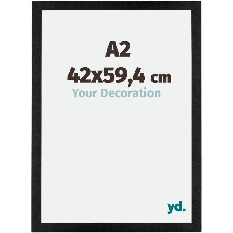 Yd. - Your Decoration - A2 42x59.4 cm - Cadres Photo en mdf Avec Verre acrylique - Anti-Reflet - Excellente Qualité - Noir Mat - Cadre Decoration