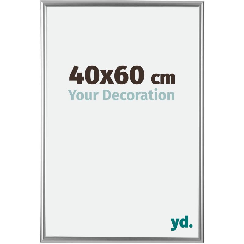 Yd. - Your Decoration - 40x60 cm - Cadres Photos en Plastique Avec Verre acrylique - Anti-Reflet - Excellente Qualité - Argent - Cadre Decoration
