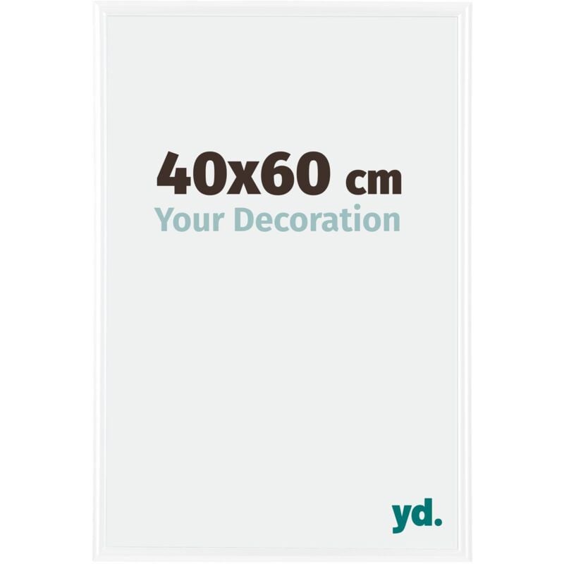 Yd. - Your Decoration - 40x60 cm - Cadres Photos en Plastique Avec Verre acrylique - Anti-Reflet - Excellente Qualité - Blanc Brillant - Cadre