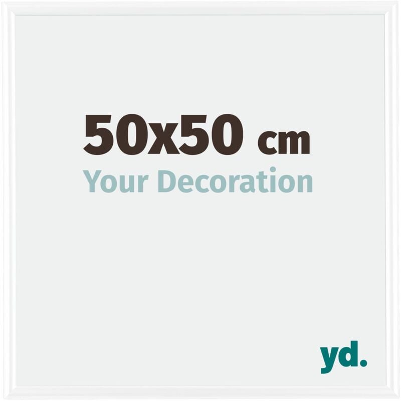 Yd. - Your Decoration - 50x50 cm - Cadres Photos en Plastique Avec Verre acrylique - Anti-Reflet - Excellente Qualité - Blanc Brillant - Cadre