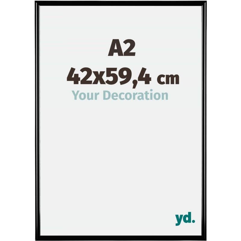 Yd. - Your Decoration - A2 42x59.4 cm - Cadres Photos en Plastique Avec Verre acrylique - Anti-Reflet - Excellente Qualité - Noir Brillant - Cadre