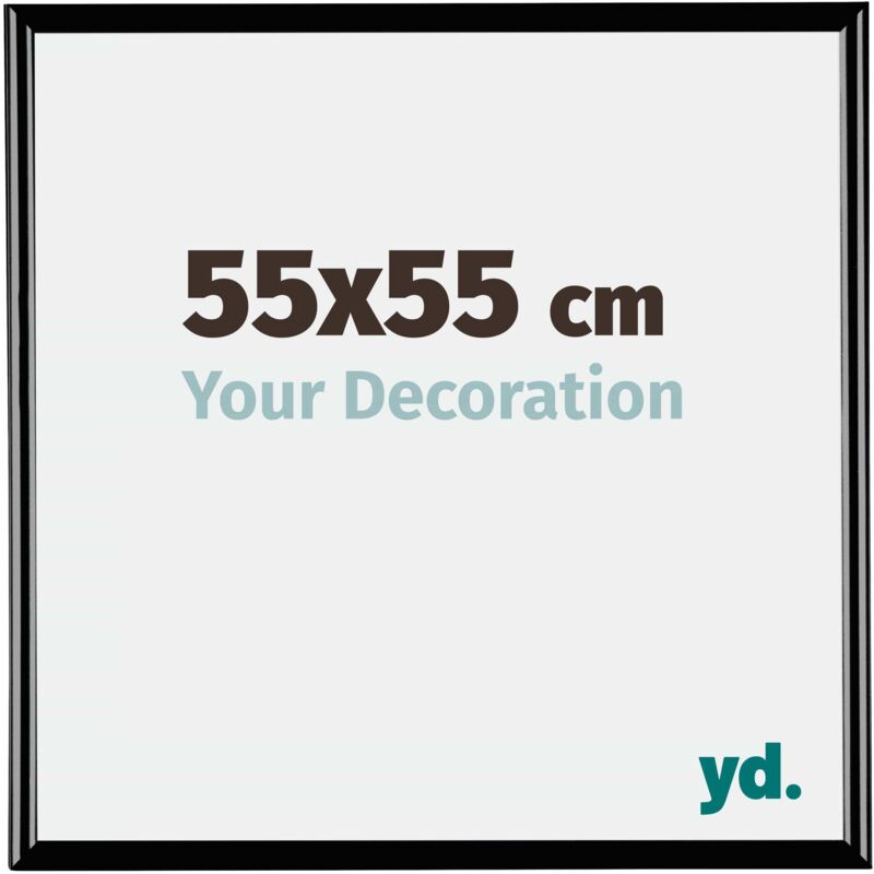 Yd. - Your Decoration - 55x55 cm - Cadres Photos en Plastique Avec Verre acrylique - Anti-Reflet - Excellente Qualité - Noir Brillant - Cadre