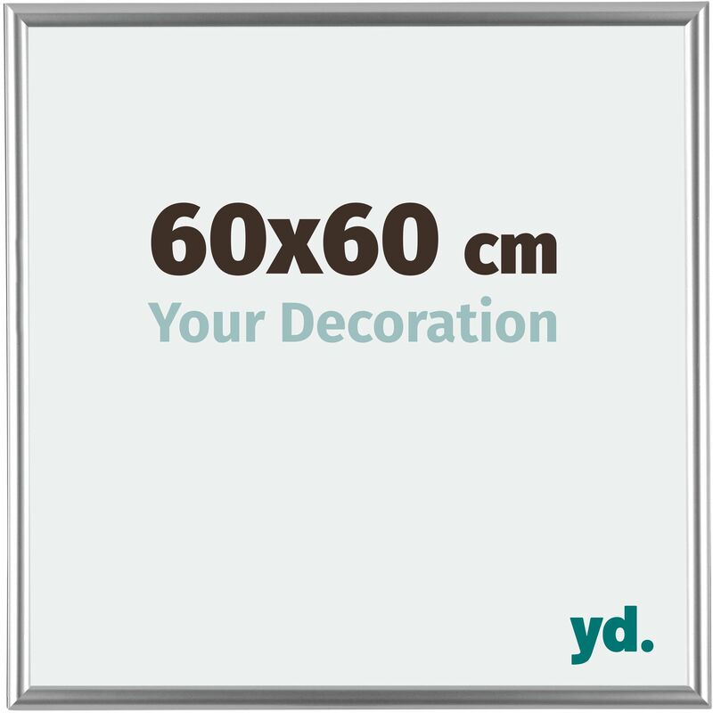 Yd. - Your Decoration - 60x60 cm - Cadres Photos en Plastique Avec Verre acrylique - Anti-Reflet - Excellente Qualité - Argent - Cadre Decoration