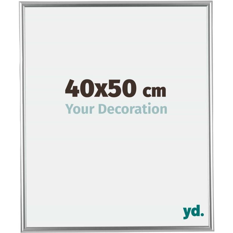 Yd. - Your Decoration - 40x50 cm - Cadres Photos en Plastique Avec Verre acrylique - Anti-Reflet - Excellente Qualité - Argent - Cadre Decoration