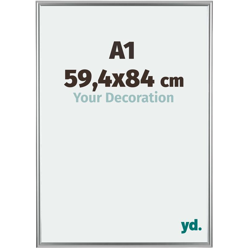Your Decoration - A1 59.4x84 cm - Cadres Photos en Plastique Avec Verre acrylique - Anti-Reflet - Excellente Qualité - Argent - Cadre Decoration