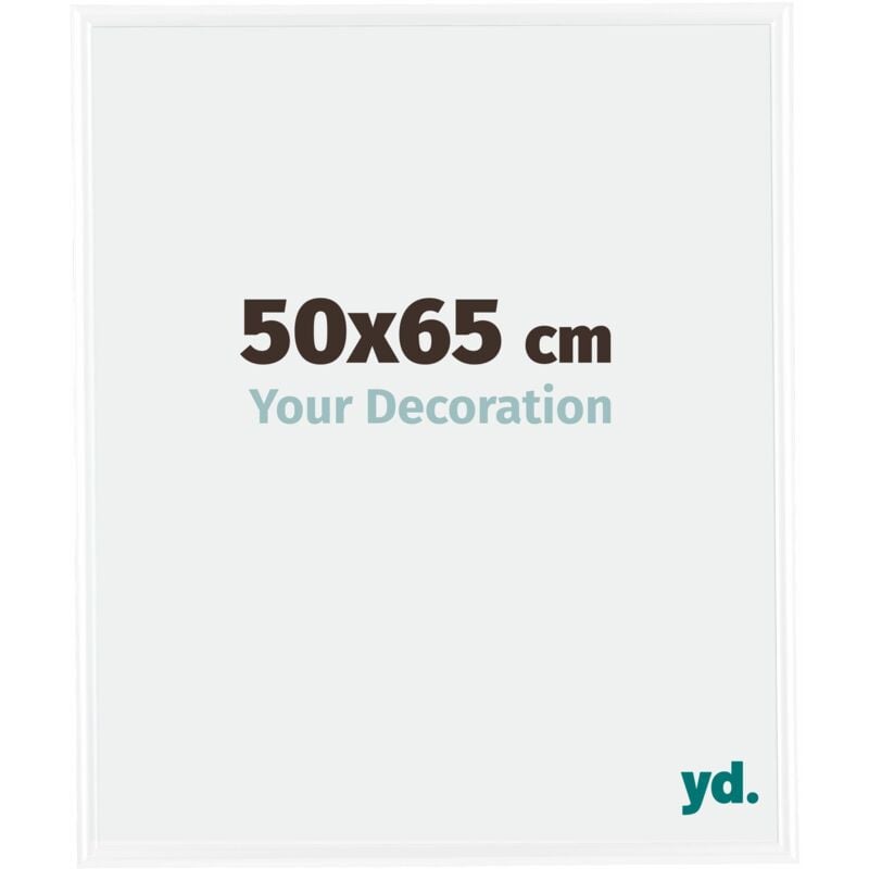 Yd. - Your Decoration - 50x65 cm - Cadres Photos en Plastique Avec Verre acrylique - Anti-Reflet - Excellente Qualité - Blanc Brillant - Cadre