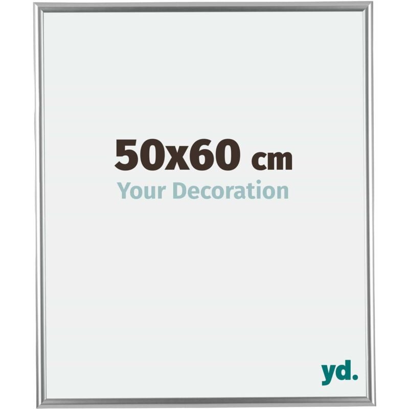 Yd. - Your Decoration - 50x60 cm - Cadres Photos en Plastique Avec Verre acrylique - Anti-Reflet - Excellente Qualité - Argent - Cadre Decoration