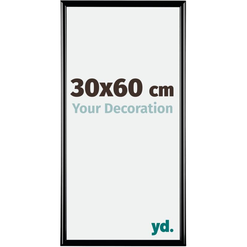 Yd. - Your Decoration - 30x60 cm - Cadres Photos en Plastique Avec Verre acrylique - Anti-Reflet - Excellente Qualité - Noir Brillant - Cadre
