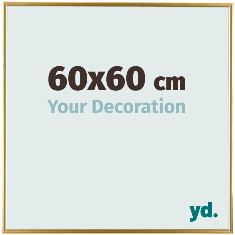 Yd. - Your Decoration - 60x60 cm - Cadre Photo en Plastique Avec Verre acrylique - Anti-Reflet - Excellente Qualité - Or - Cadre Decoration Murale