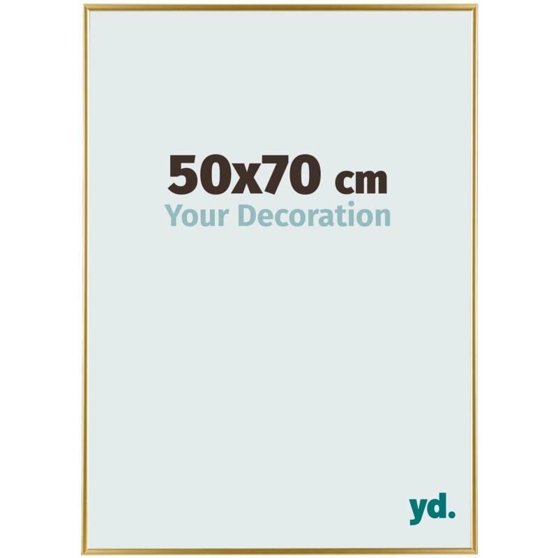 Yd. - Your Decoration - 50x70 cm - Cadre Photo en Plastique Avec Verre acrylique - Anti-Reflet - Excellente Qualité - Or - Cadre Decoration Murale