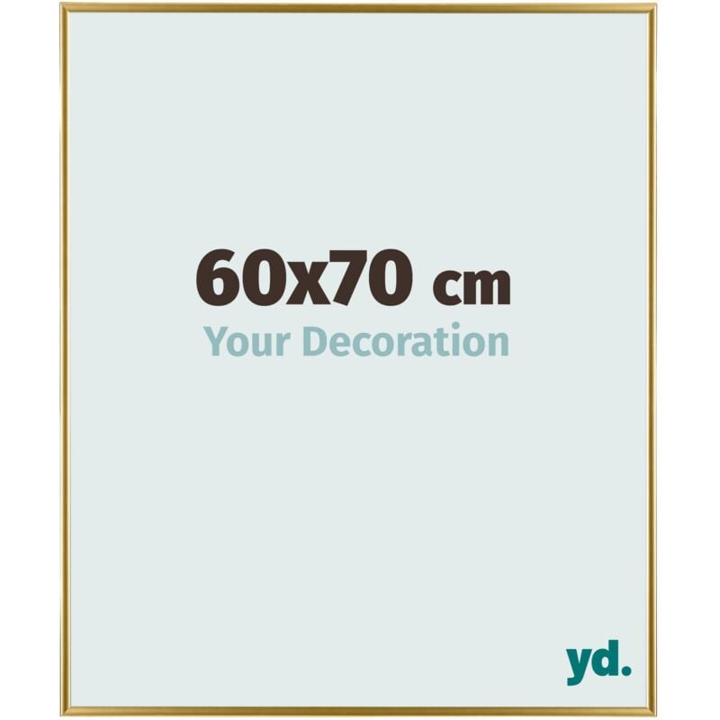 Yd. - Your Decoration - 60x70 cm - Cadre Photo en Plastique Avec Verre acrylique - Anti-Reflet - Excellente Qualité - Or - Cadre Decoration Murale