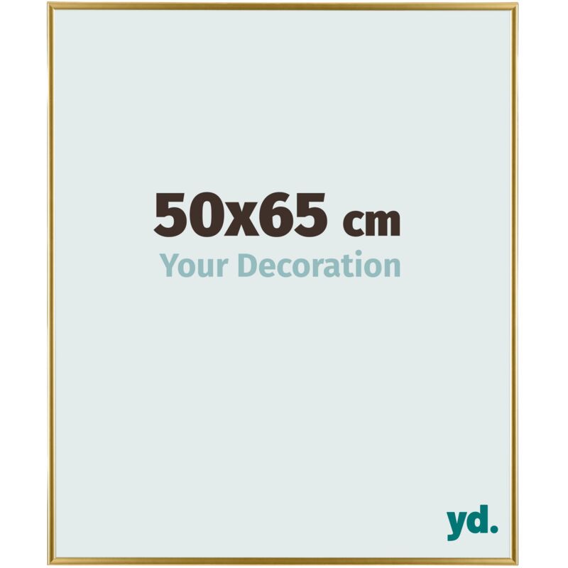 Yd. - Your Decoration - 50x65 cm - Cadre Photo en Plastique Avec Verre acrylique - Anti-Reflet - Excellente Qualité - Or - Cadre Decoration Murale
