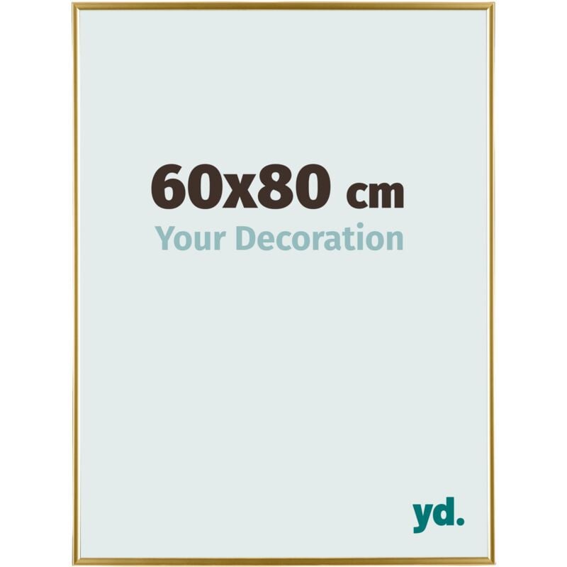 Yd. - Your Decoration - 60x80 cm - Cadre Photo en Plastique Avec Verre acrylique - Anti-Reflet - Excellente Qualité - Or - Cadre Decoration Murale
