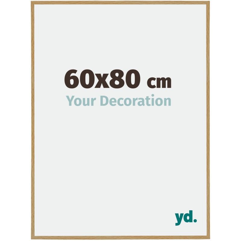 Yd. - Your Decoration - 60x80 cm - Cadre Photo en Plastique Avec Verre acrylique - Anti-Reflet - Excellente Qualité - Hêtre Clair - Cadre Decoration
