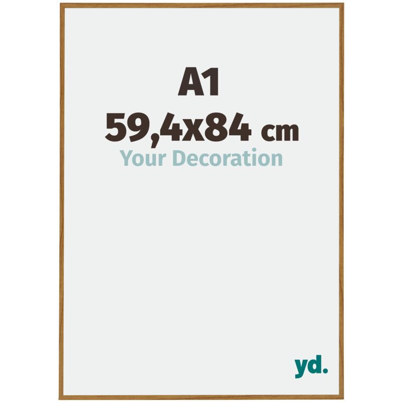 Yd. - Your Decoration - A1 59.4x84 cm - Cadre Photo en Plastique Avec Verre acrylique - Anti-Reflet - Excellente Qualité - Hêtre Clair - Cadre