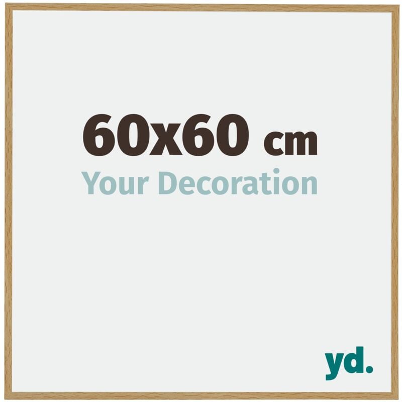 Yd. - Your Decoration - 60x60 cm - Cadre Photo en Plastique Avec Verre acrylique - Anti-Reflet - Excellente Qualité - Hêtre Clair - Cadre Decoration