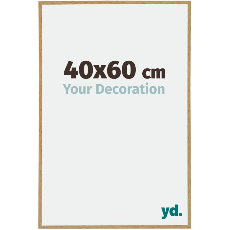 Yd. - Your Decoration - 40x60 cm - Cadre Photo en Plastique Avec Verre acrylique - Anti-Reflet - Excellente Qualité - Hêtre Clair - Cadre Decoration