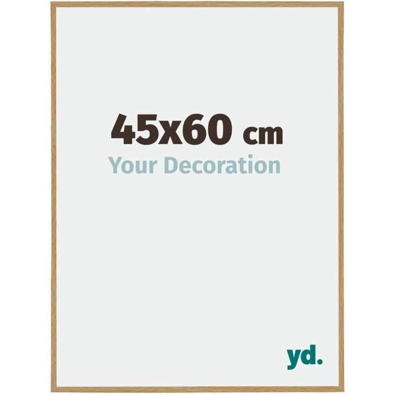 Yd. - Your Decoration - 45x60 cm - Cadre Photo en Plastique Avec Verre acrylique - Anti-Reflet - Excellente Qualité - Hêtre Clair - Cadre Decoration