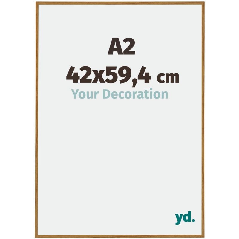 Yd. - Your Decoration - A2 42x59.4 cm - Cadre Photo en Plastique Avec Verre acrylique - Anti-Reflet - Excellente Qualité - Hêtre Clair - Cadre