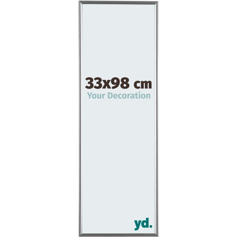 Yd. - Your Decoration - 33x98 cm - Cadre Photo en Plastique Avec Verre acrylique - Anti-Reflet - Excellente Qualité - Argent Brillant - Cadre