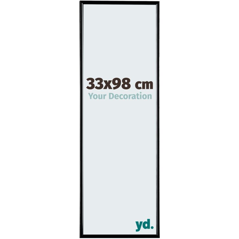 Yd. - Your Decoration - 33x98 cm - Cadre Photo en Plastique Avec Verre acrylique - Anti-Reflet - Excellente Qualité - Noir Brillant - Cadre