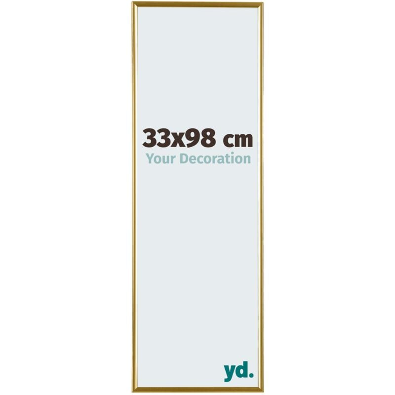 Yd. - Your Decoration - 33x98 cm - Cadre Photo en Plastique Avec Verre acrylique - Anti-Reflet - Excellente Qualité - Or - Cadre Decoration Murale