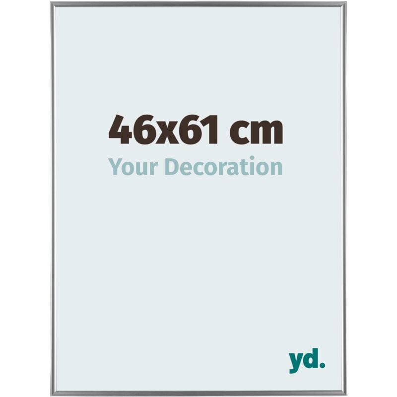 Yd. - Your Decoration - 46x61 cm - Cadre Photo en Plastique Avec Verre acrylique - Anti-Reflet - Excellente Qualité - Argent Brillant - Cadre