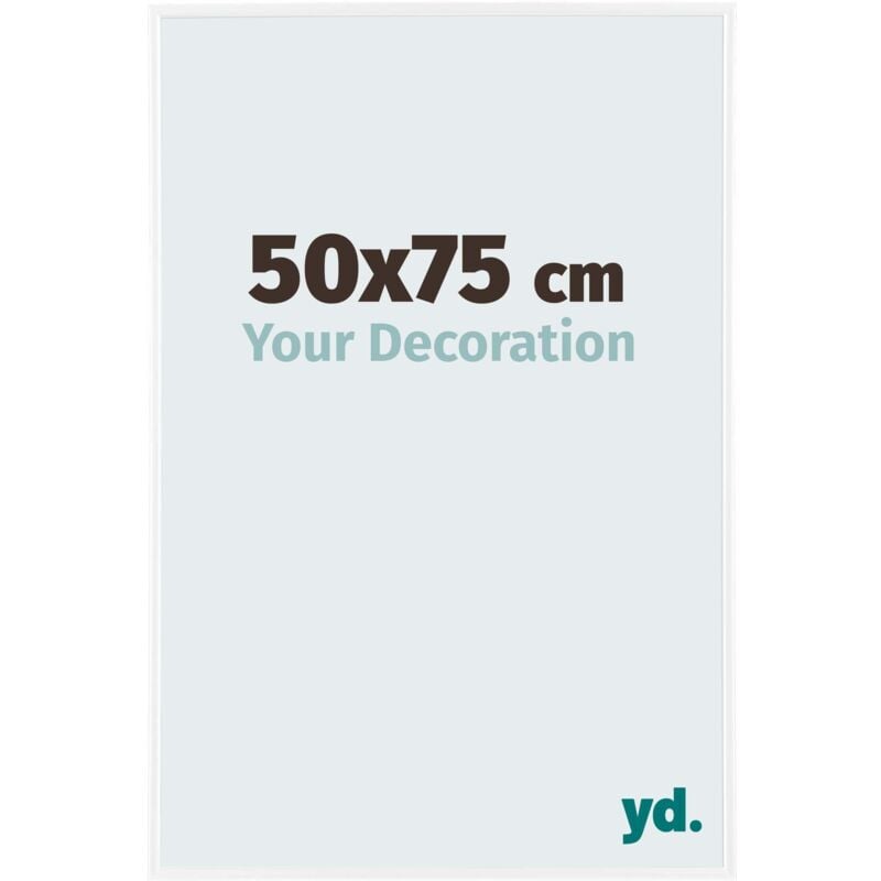 Yd. - Your Decoration - 50x75 cm - Cadre Photo en Plastique Avec Verre acrylique - Anti-Reflet - Excellente Qualité - Blanc Brillant - Cadre