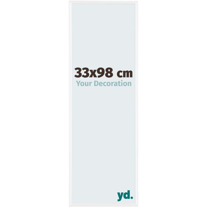 Yd. - Your Decoration - 33x98 cm - Cadre Photo en Plastique Avec Verre acrylique - Anti-Reflet - Excellente Qualité - Blanc Brillant - Cadre
