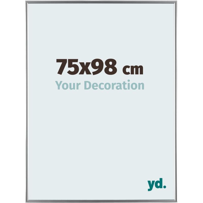 Your Decoration - 75x98 cm - Cadre Photo en Plastique Avec Verre acrylique - Anti-Reflet - Excellente Qualité - Argent Brillant - Cadre Decoration