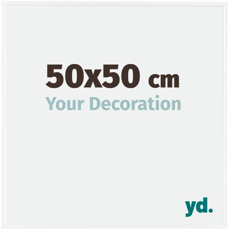 Yd. - Your Decoration - 50x50 cm - Cadre Photo en Plastique Avec Verre acrylique - Anti-Reflet - Excellente Qualité - Blanc Brillant - Cadre
