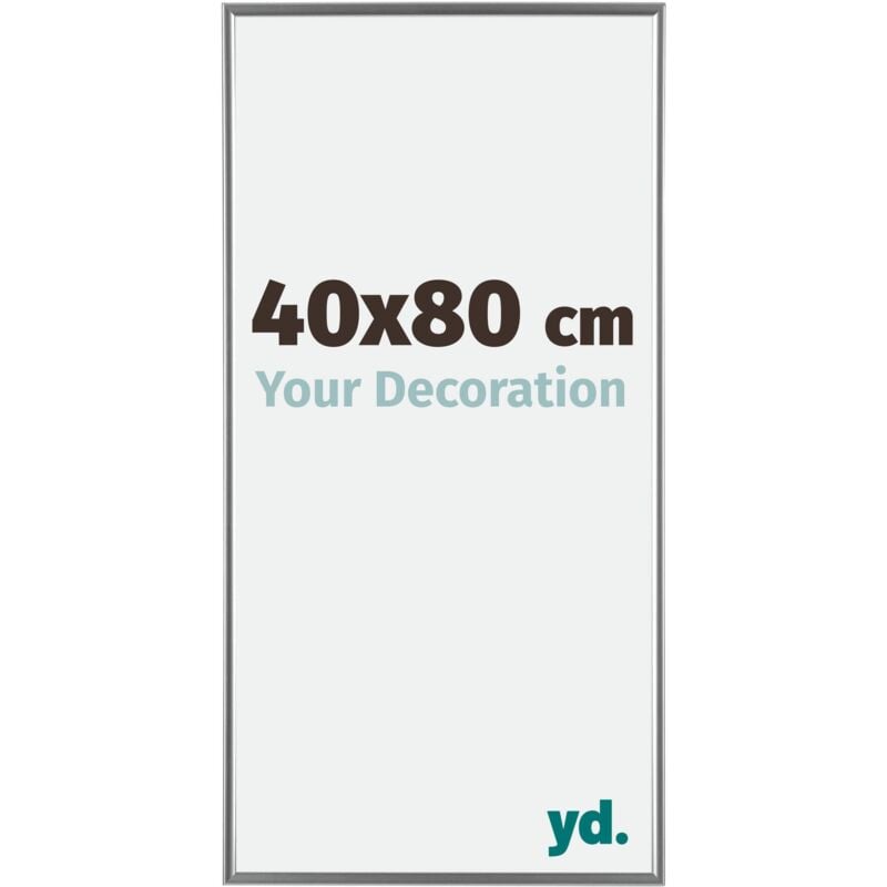 Yd. - Your Decoration - 40x80 cm - Cadre Photo en Plastique Avec Verre acrylique - Anti-Reflet - Excellente Qualité - Argent Brillant - Cadre