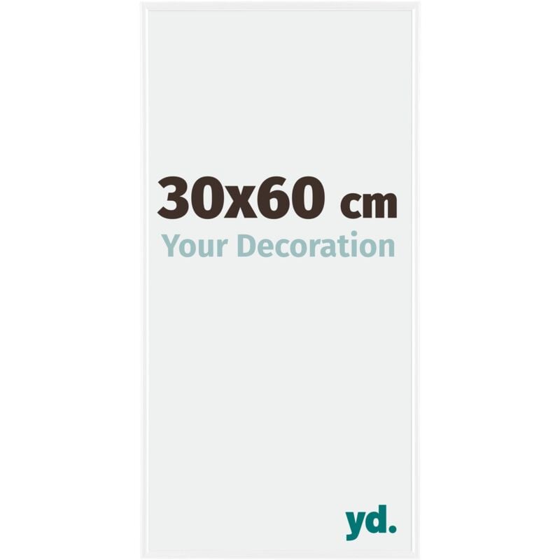 Your Decoration - 30x60 cm - Cadre Photo en Plastique Avec Verre acrylique - Anti-Reflet - Excellente Qualité - Blanc Brillant - Cadre Decoration