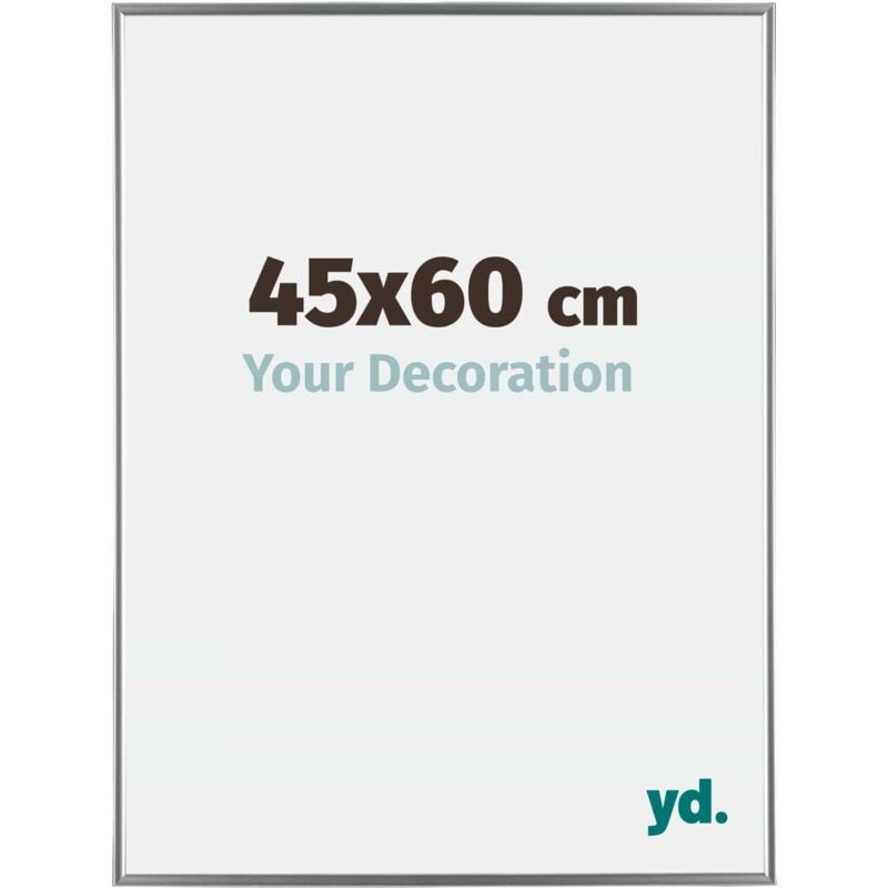 Yd. - Your Decoration - 45x60 cm - Cadre Photo en Plastique Avec Verre acrylique - Anti-Reflet - Excellente Qualité - Argent Brillant - Cadre
