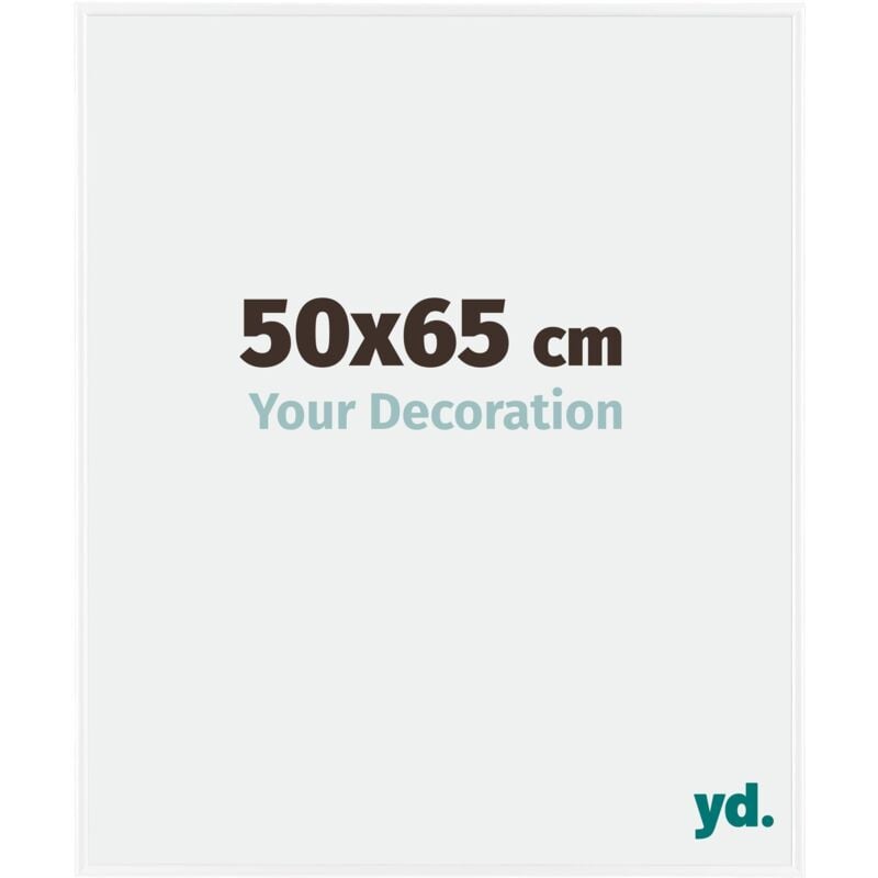 Yd. - Your Decoration - 50x65 cm - Cadre Photo en Plastique Avec Verre acrylique - Anti-Reflet - Excellente Qualité - Blanc Brillant - Cadre
